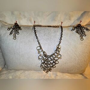 Elegant Gold and Black Necklace and earings set